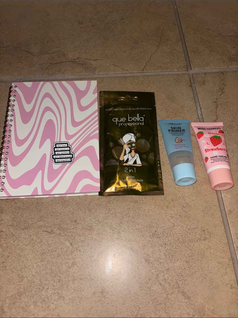 Bundle journal pin 2 in 1  coffee scrub scrub and mud mask primer and cream